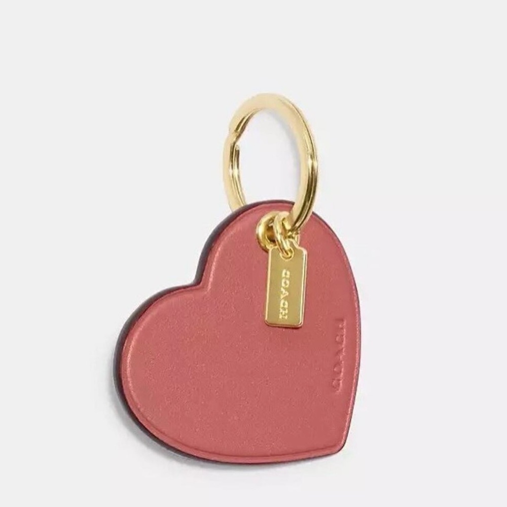 NWT Coach CF155 Heart Bag Charm in IM/TAFFY Pink Gold Hardware